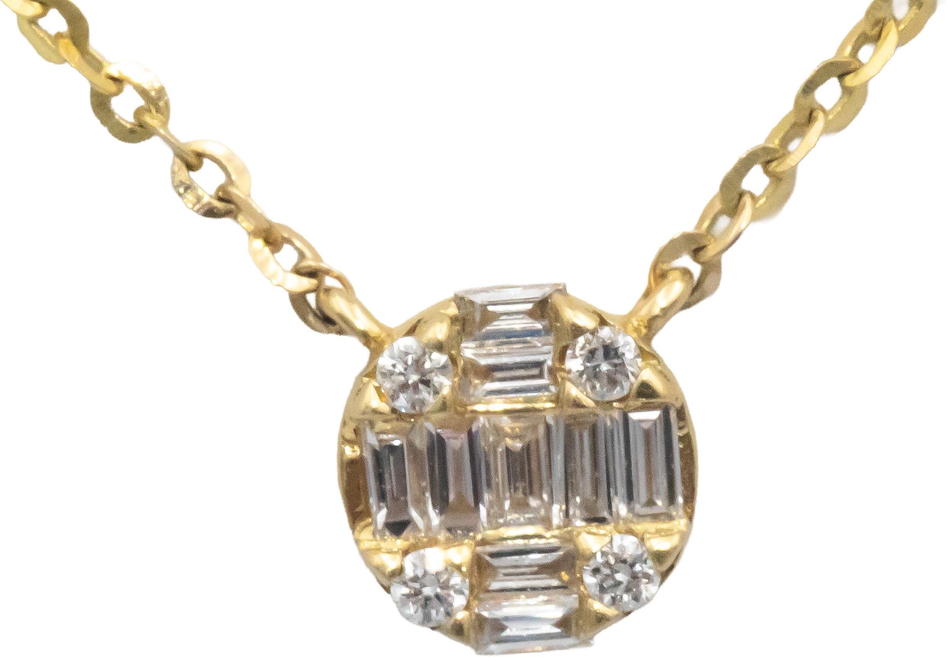 Diamond 18k Yellow Gold Jewelry Fancy Formal Necklace 0.51CT