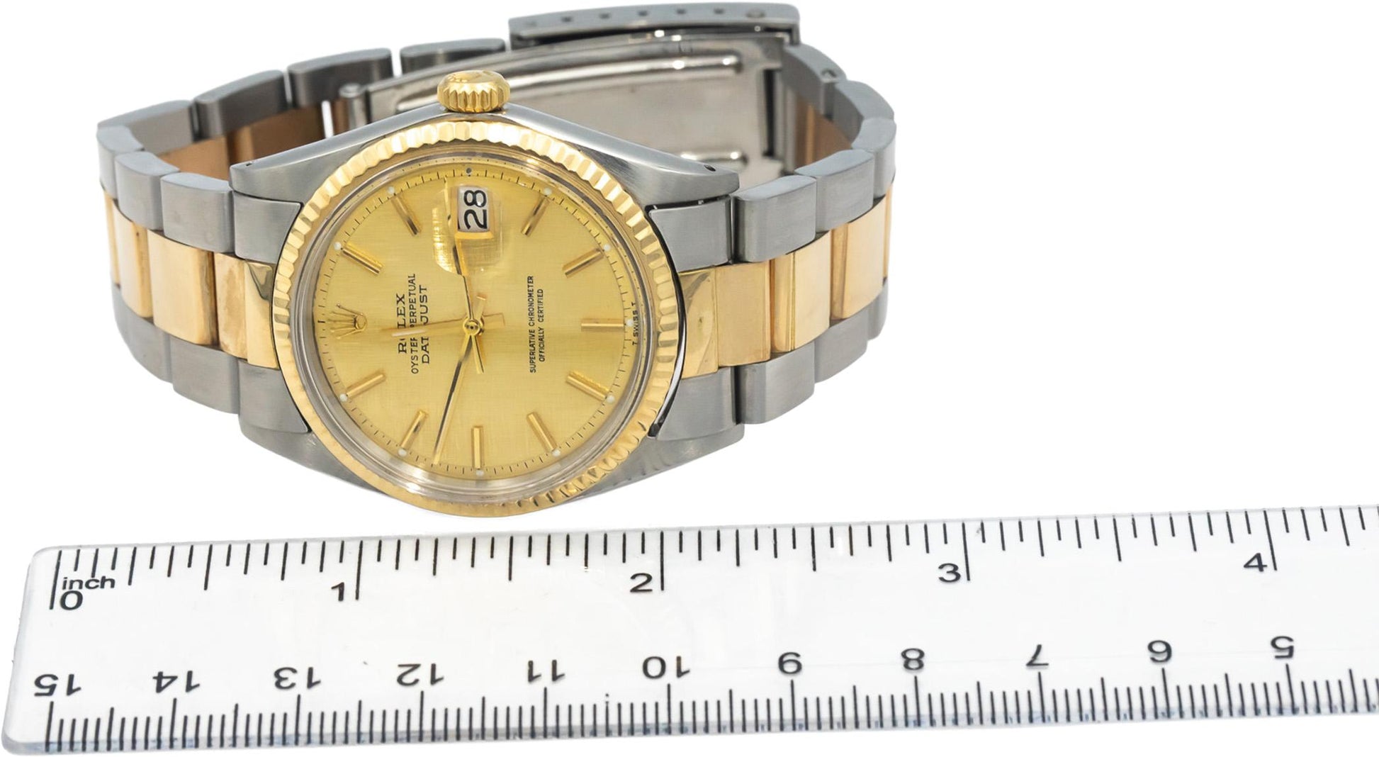 ROLEX 18k Gold Stainless Steel Datejust 1601 Custom Bracelet Automatic Watch