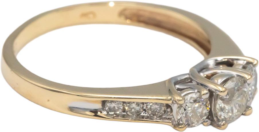 Diamond Round Cut 10k Yellow Gold Three-Stone Trilogy Ring 0.75CT Size 9.5