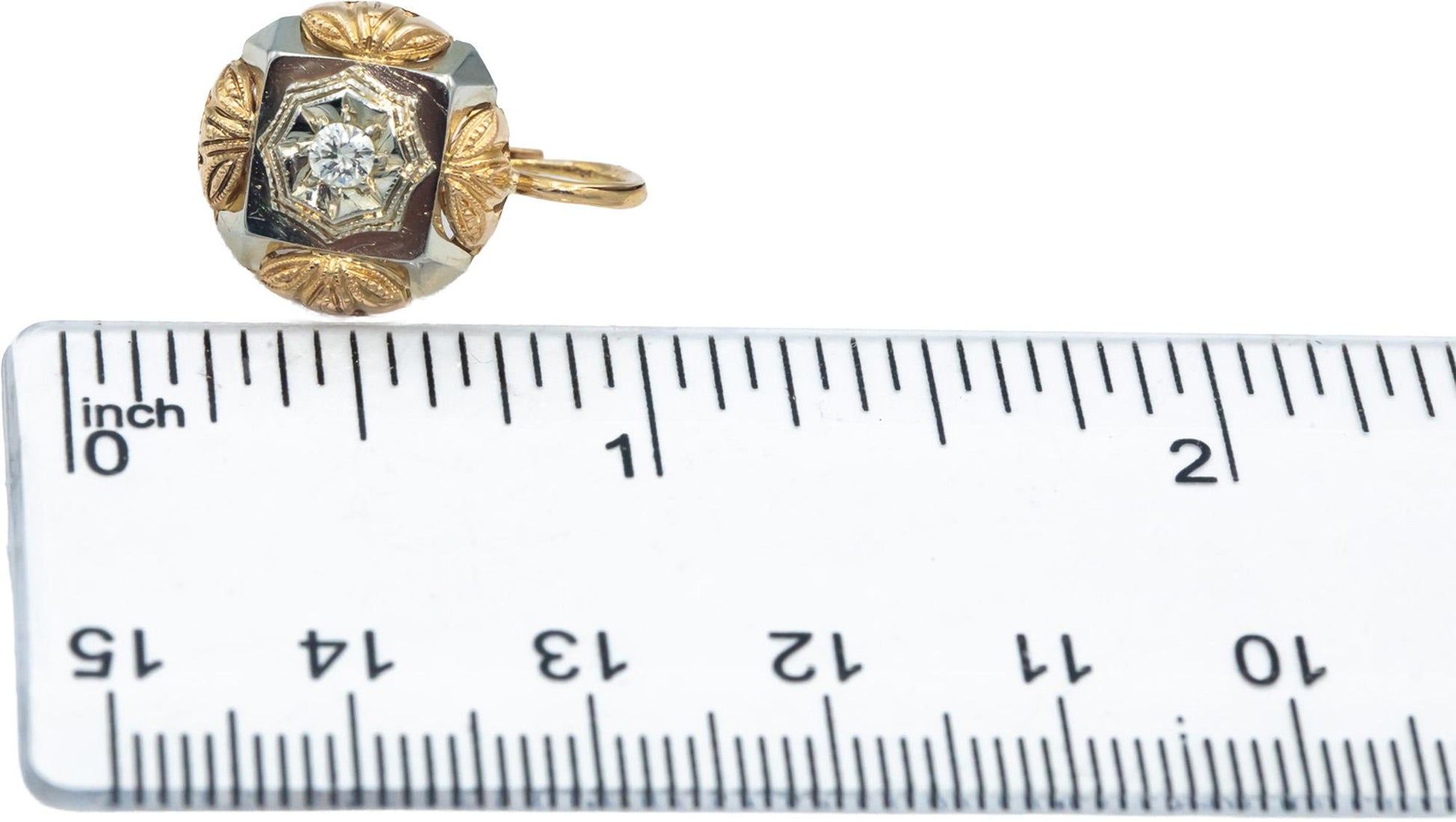 Vintage Antique 18k Yellow & White Gold Diamond Dangle Earrings 0.20CT