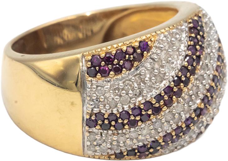 Diamond and Sapphire Round Cut 14k Yellow Gold Cluster Band Ring 1.0CT Size 9