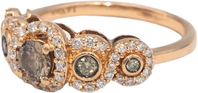 LE VIAN 14k Rose Gold White & Chocolate Diamond Cocktail Ring 1.0CT Size 7
