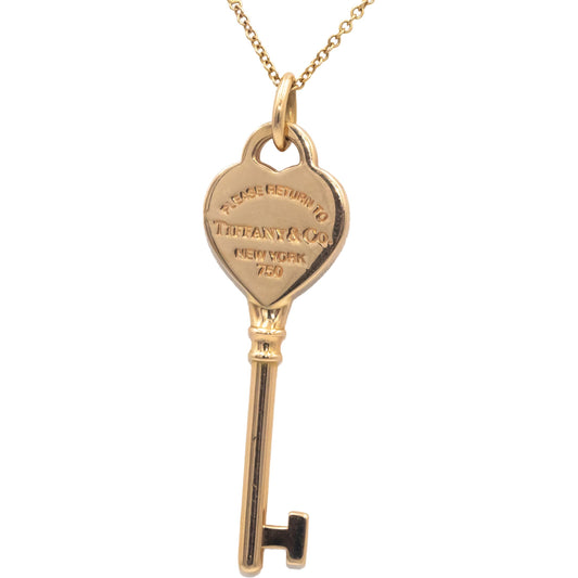 TIFFANY & CO. 18k Yellow Gold Tiffany Keys Heart Key Pendant Necklace w/ Box