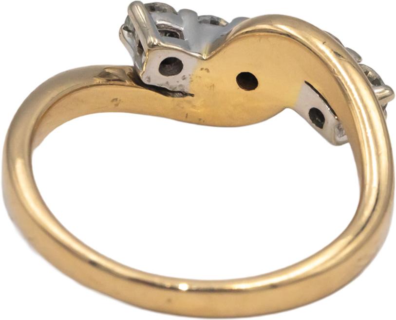 14k Yellow & White Gold Round Diamond Crossover Style Band Ring 0.50CT Size 7