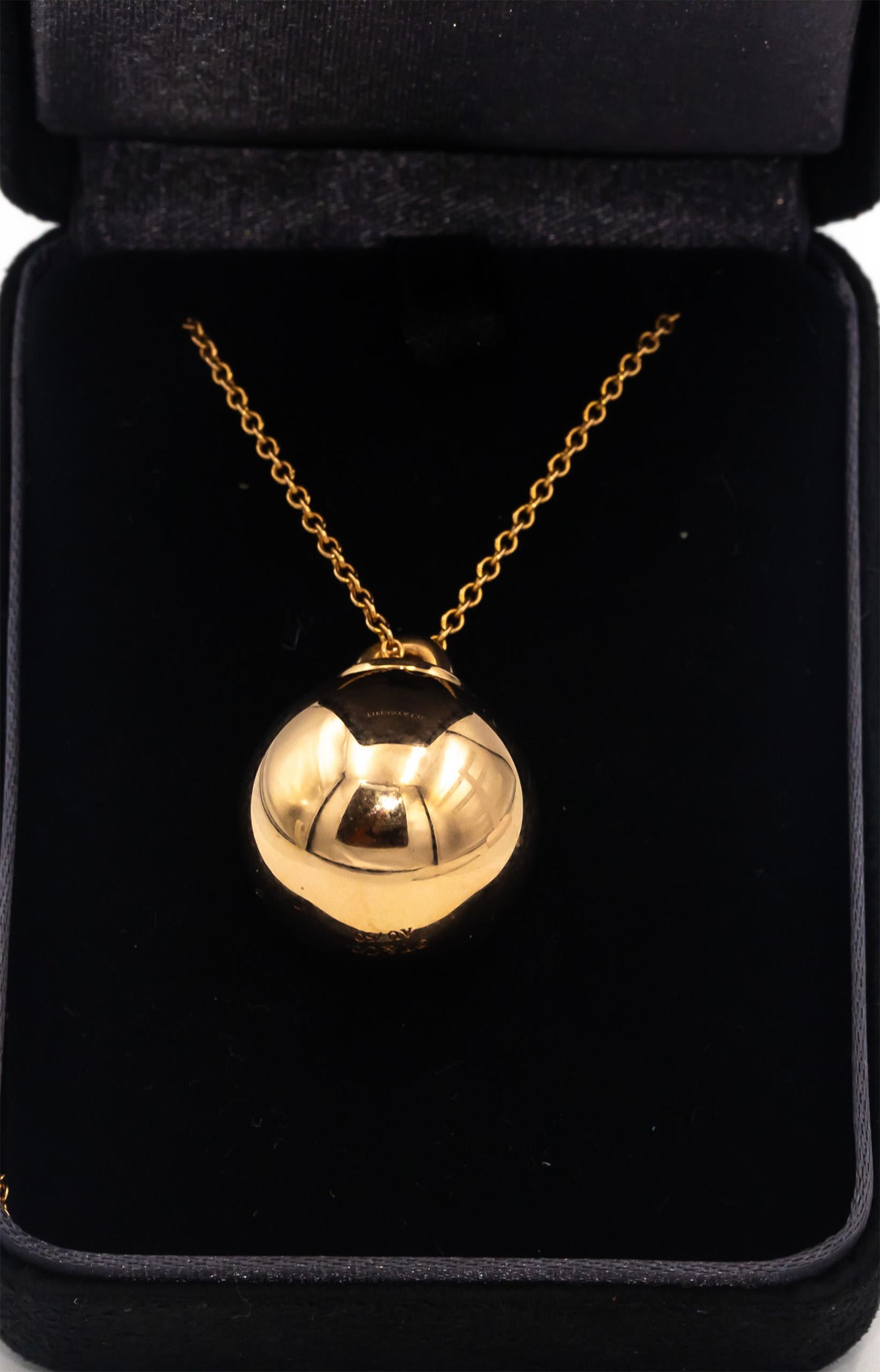 TIFFANY & CO. 18k Rose Gold Jewelry Hardware Ball Chain Necklace w/ Box & Pouch