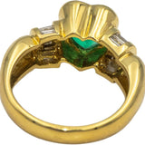 GIA Certified 18k Gold Heart Colombian Emerald & Diamond Ring 2.10CT Size 6