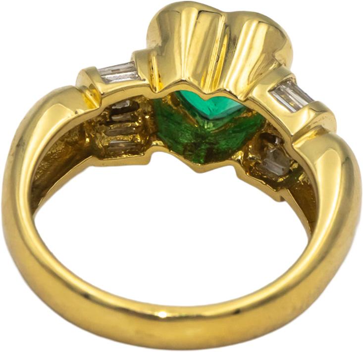 GIA Certified 18k Gold Heart Colombian Emerald & Diamond Ring 2.10CT Size 6