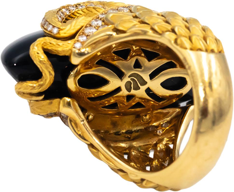 CARRERA Y CARRERA 18k Gold Diamond Sapphire Onyx Abanico Ring 37.20CT $19500