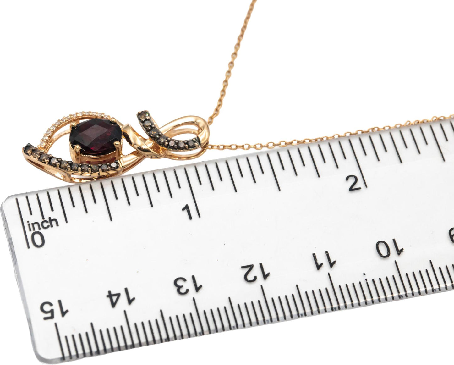 LE VIAN 14k Rose Gold Rhodolite Garnet & Diamond Pendant Necklace 0.20CT