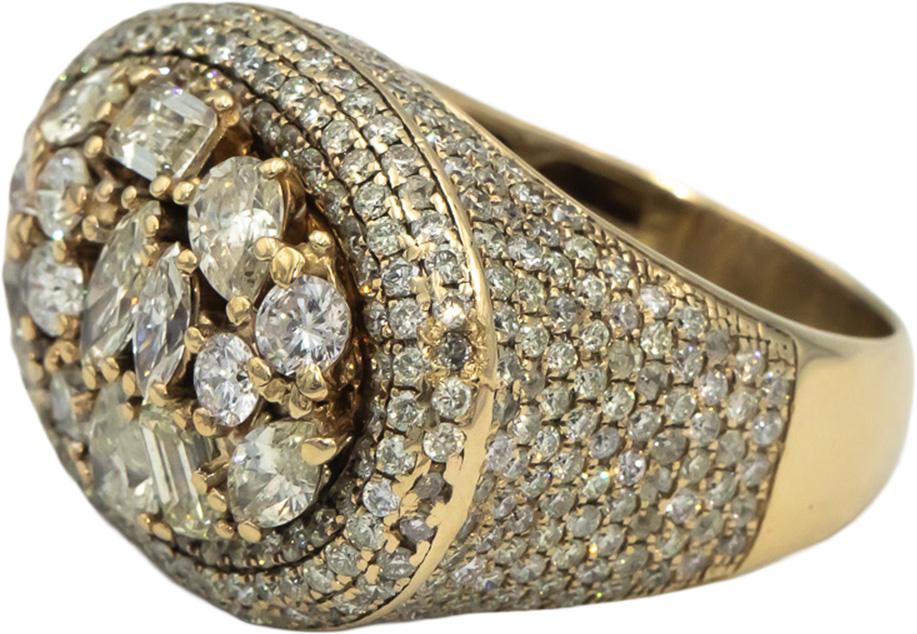 10k Yellow Gold Muti Shape Diamond Cluster Cocktail Ring 5.0CT Size 8.75