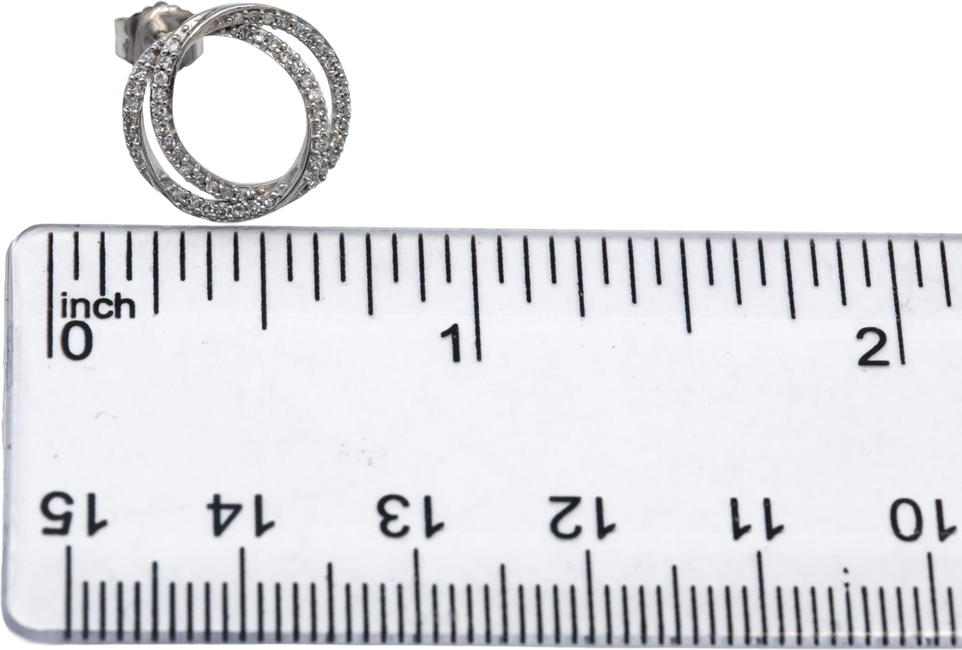 VERA WANG LOVE 10k White Gold Round Diamond Double Circle Stud Earrings 0.33CT