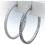 18k White Gold VS Round Diamond Inside Out Circle Hoop Earrings 7.33CT