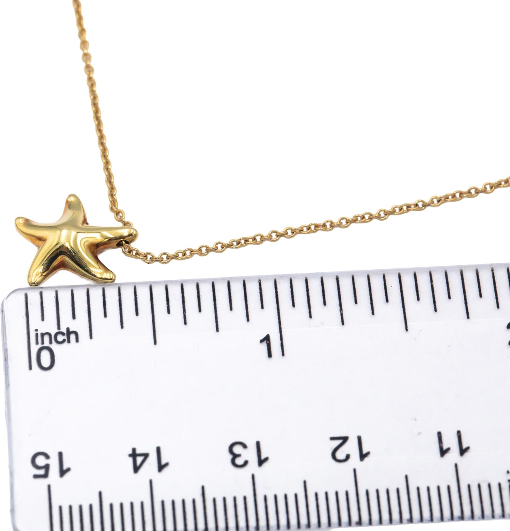 TIFFANY & CO 18k Yellow Gold Elsa Peretti Starfish Pendant Necklace $1425 Retail