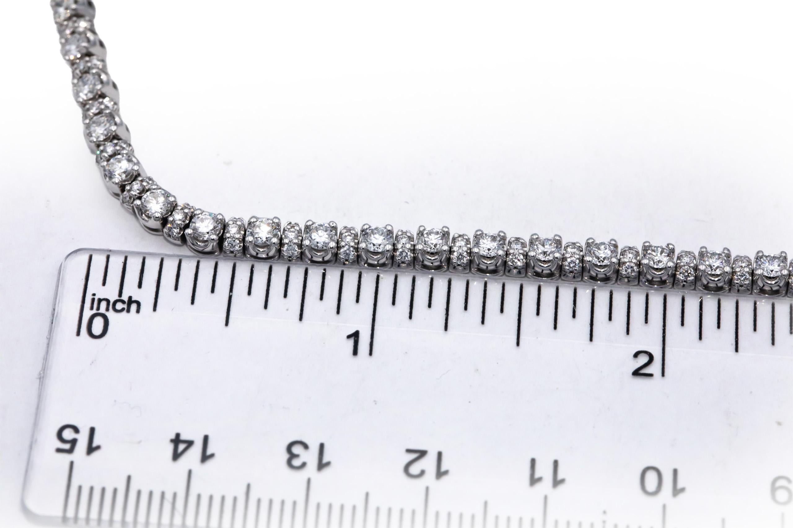 14k White Gold Lab-Grown VS Round Diamond Tennis Necklace 10.0CT