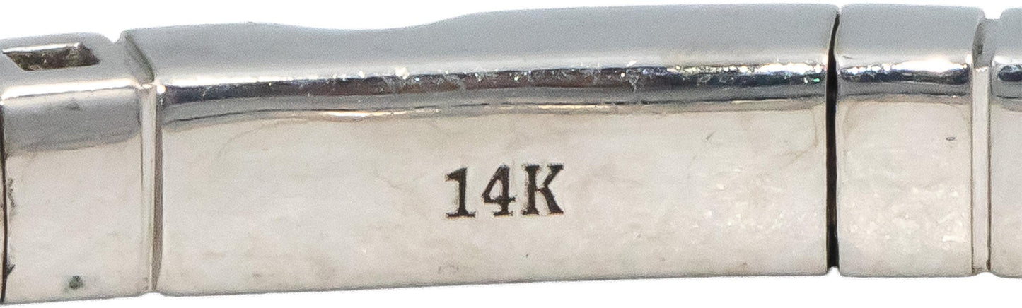 14k White Gold Round Diamond Flexible Bangle Bracelet 4.83CT