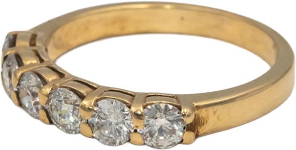 10k Yellow Gold Round Diamond Five Stone Band Ring 1.14CT Size 5.75