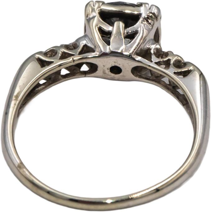 Vintage Antique 14k White Gold Old Euro Diamond Engagement Ring 1.08CT Size 5.5