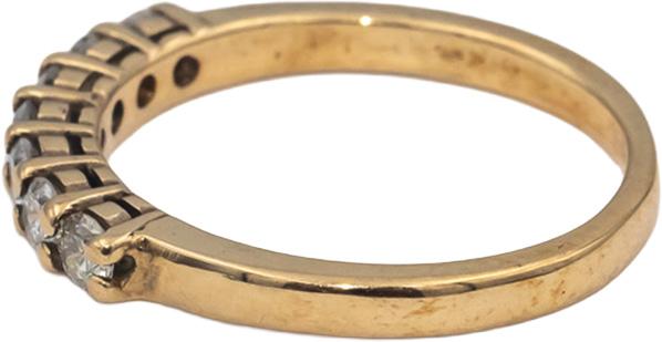 10k Yellow Gold Round Diamond Seven Stone Band Ring 0.52CT Size 6.75