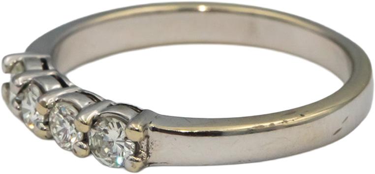 18k White Gold VS Round Diamond Four Stone Band Ring 0.33CT Size 6