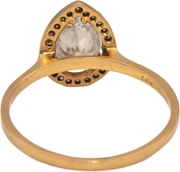 14k Yellow Gold Pear & Round Diamond Halo Ring 1.35CT w/ 1.15CT Center Size 9.25