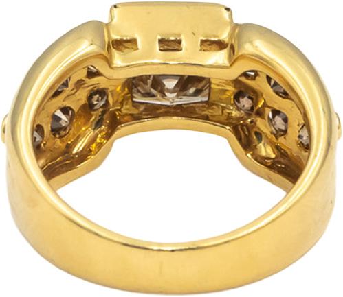 18k Yellow Gold Princess & Round Diamond Cocktail Ring 3.40CT w/ 2.0CT Center
