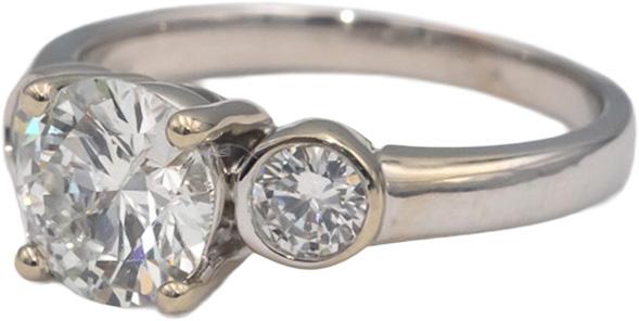 14k White Gold Round Diamond Engagement Ring 2.0CT w/ 1.50CT Center Size 6.75