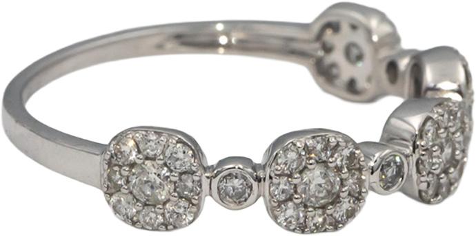 18k White Gold Round Diamond Cluster Band Ring 0.40CT Size 7.25
