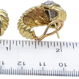 DAVID YURMAN Vintage 14k Yellow Gold 1.0CT Round Diamond Curved Earrings 1.0CTW