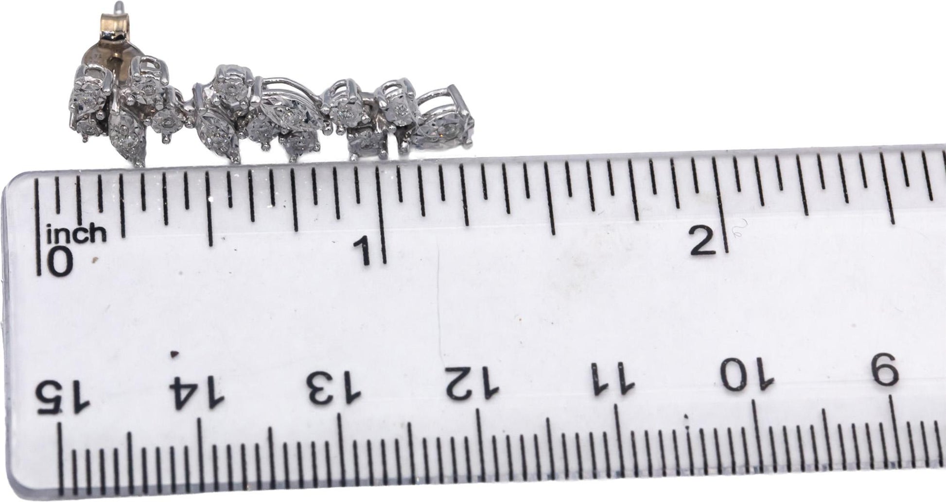 14k White Gold Round Diamond Drop Dangle Earrings 0.23CT