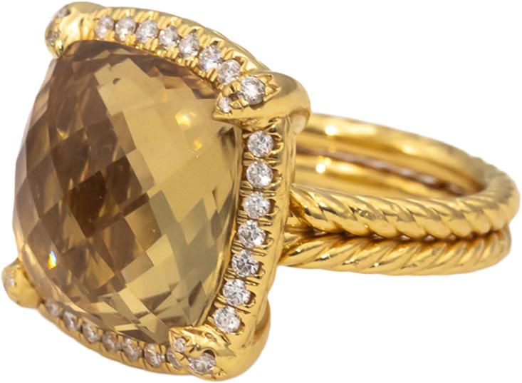 DAVID YURMAN 18k Gold Champagne Citrine & Diamond Chatelaine Ring 9.30CT $5500