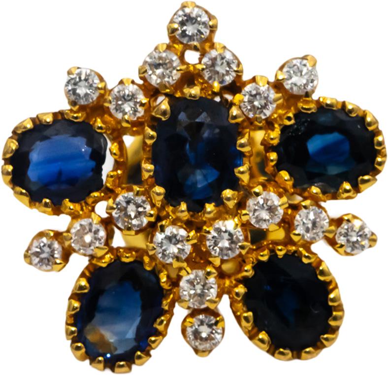 18k Yellow Gold VS Round Diamond & Oval Sapphire Screw Back Stud Earrings 2.85CT