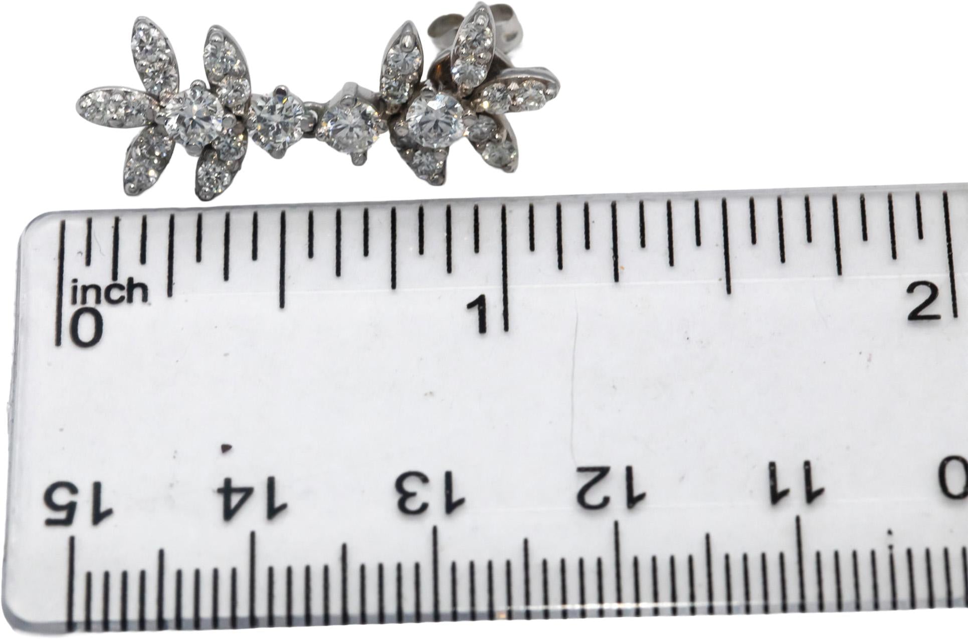 14k White Gold Round Diamond Drop Dangle Earrings 2.43CTW