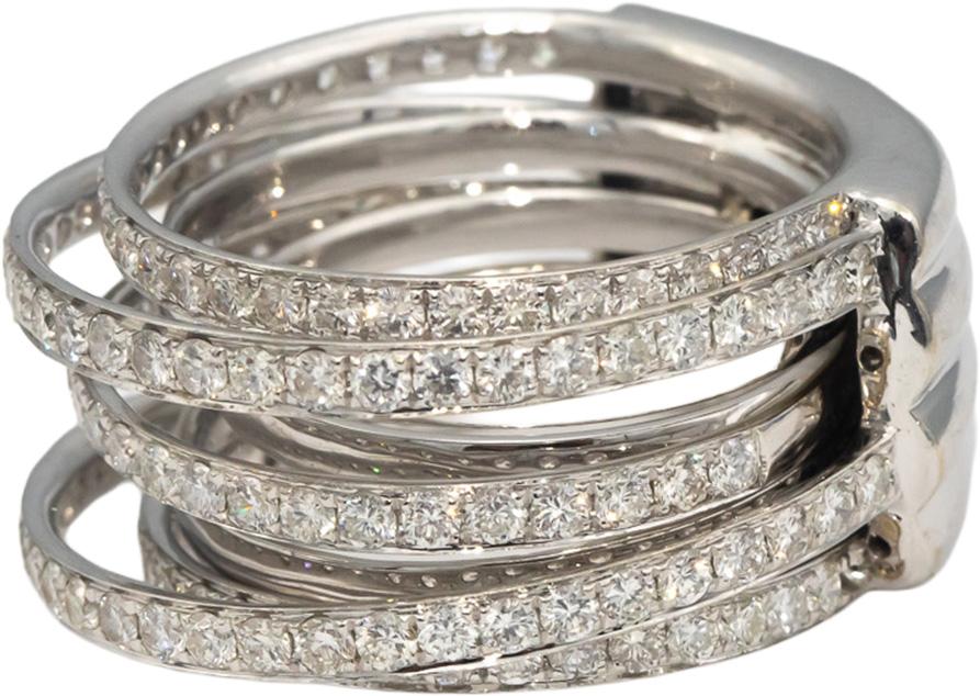 18k White Gold VS Round Diamond Jumbo Multi Band Ring 4.50CTW Size 8