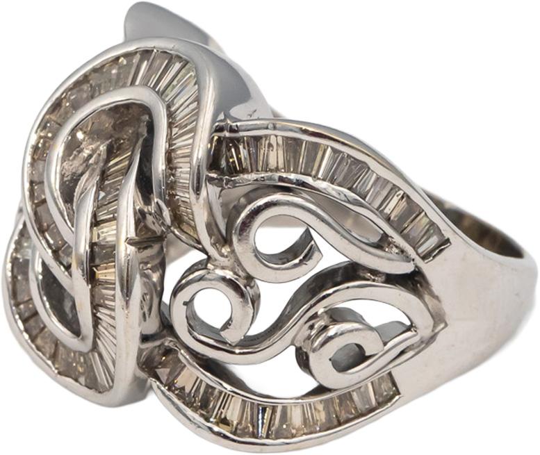 18k White Gold Baguette Cut Channel Set Diamond Cocktail Ring 2.50CT Size 9