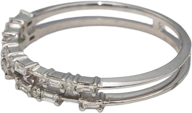 18k White Gold VS Round and Emerald Cut Diamond Split Band Ring 0.25CT Size 7