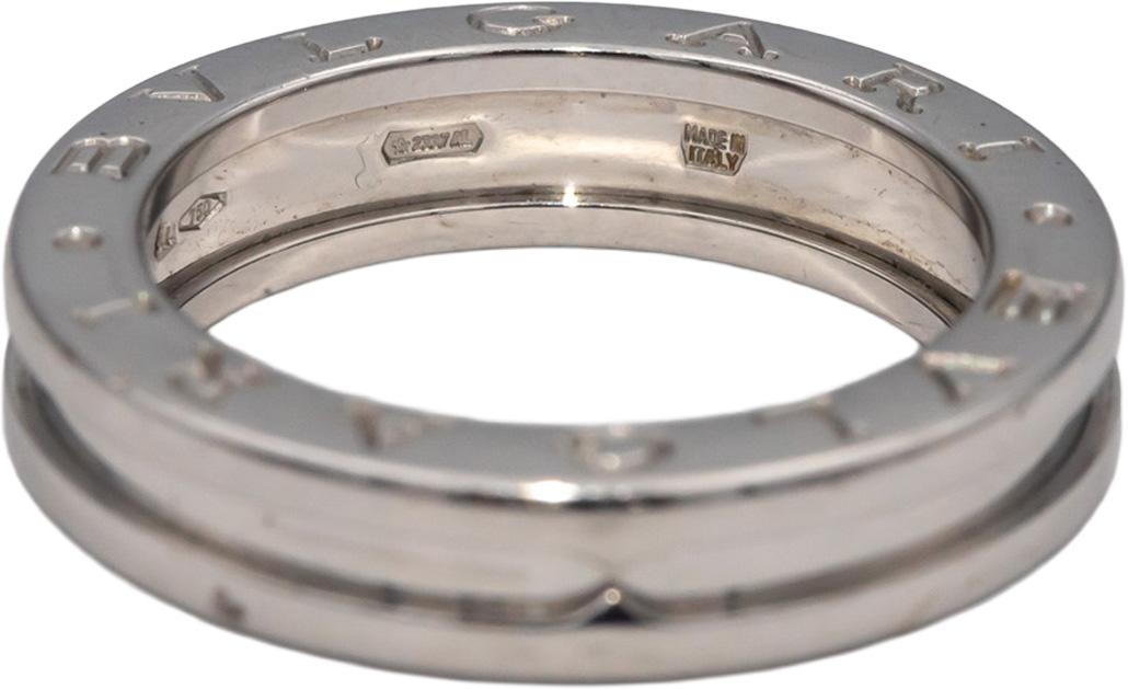 BVLGARI Designer 18k White Gold B.zero1 Band Ring Size 7 Euro Size 54