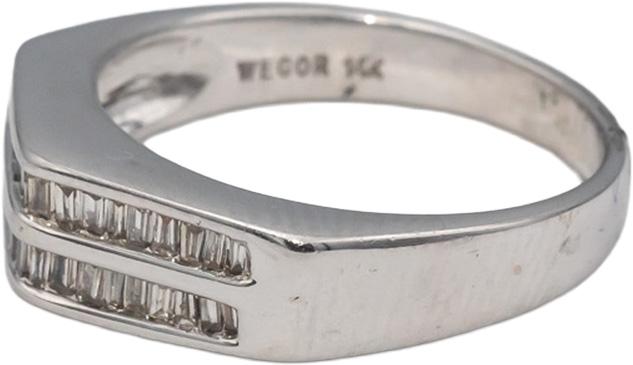 14k White Gold Baguette Cut Channel Set Two Row Band Ring 0.35CT Size 7