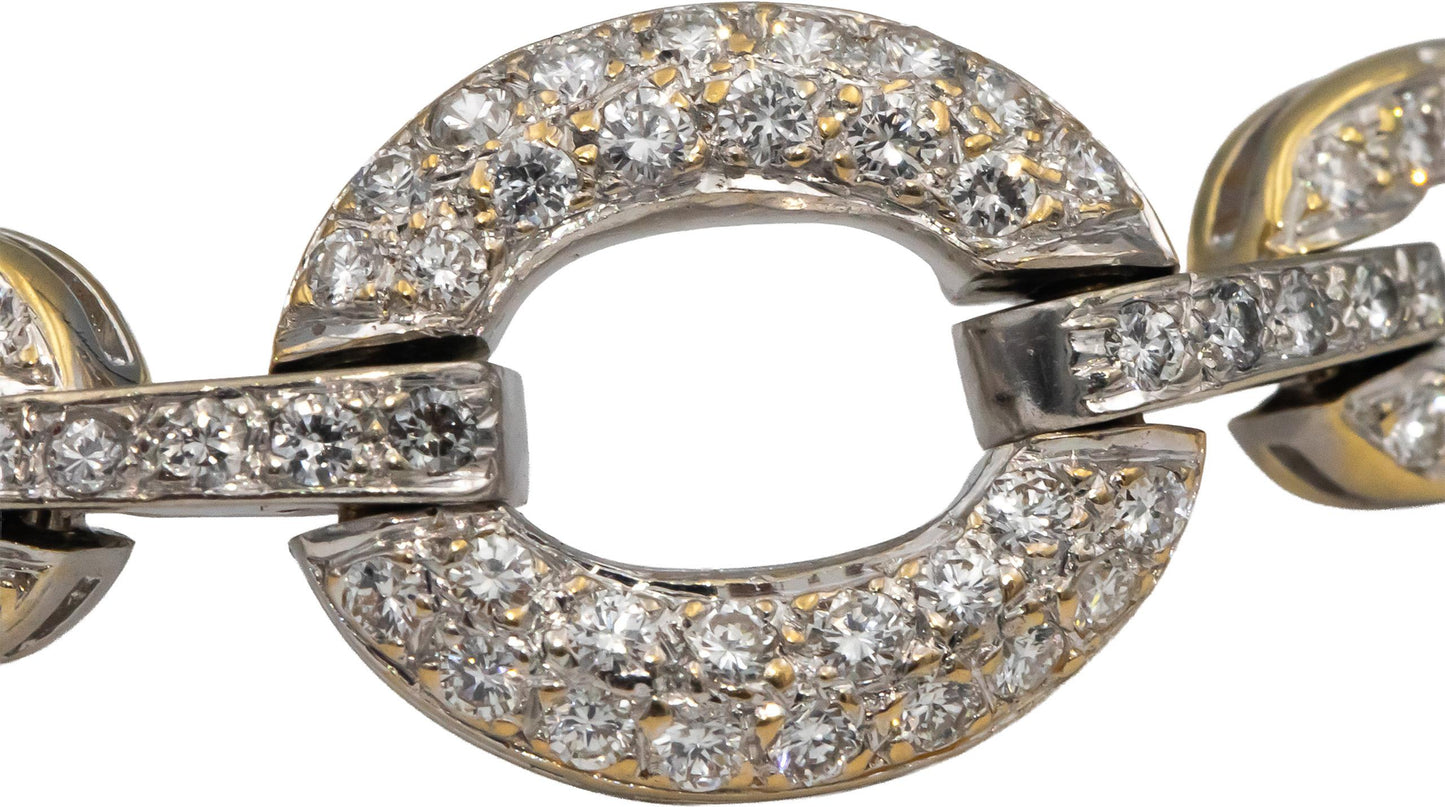 18k White Gold VS Round Diamond Fancy Link Bracelet 1.0CT