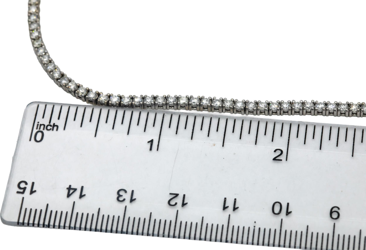 14k White Gold VS Round Diamond Tennis Necklace 6.82CT