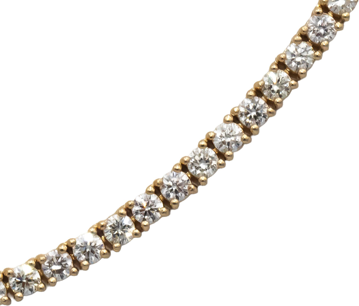 14k Yellow Gold VS Round Diamond Tennis Necklace 7.58CT
