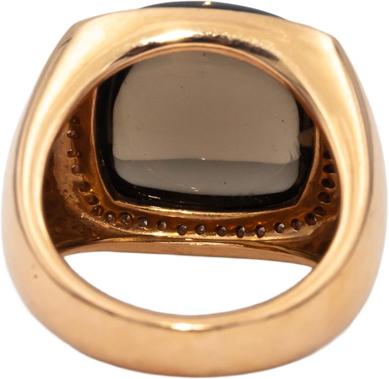 14k Rose Gold Smokey Quartz & Diamond Cocktail Ring 12.25CTW Size 7.25