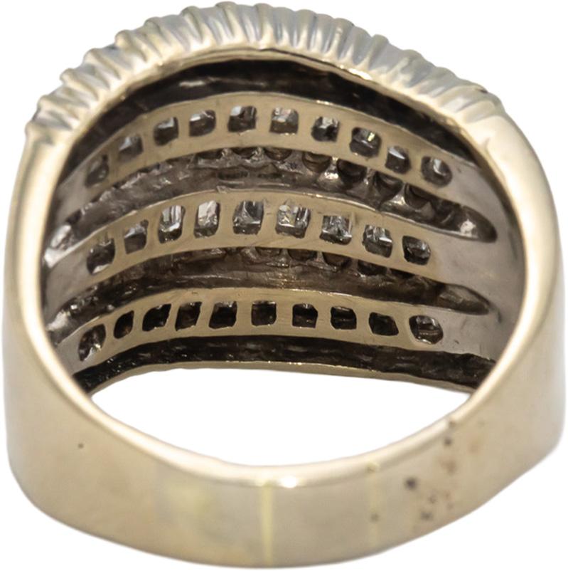 14k White Gold Round and Baguette Diamond Wide Wavy Band Ring 1.50CT Size 8.25