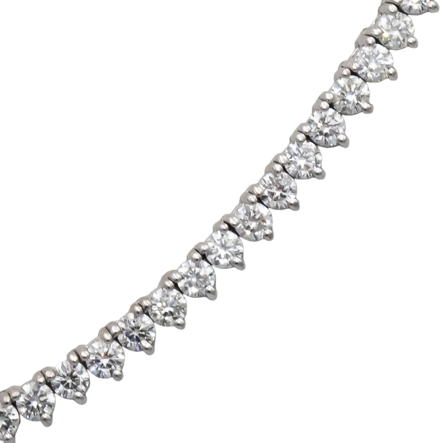14k White Gold Round Diamond Three-Prong Tennis Necklace 7.80CT