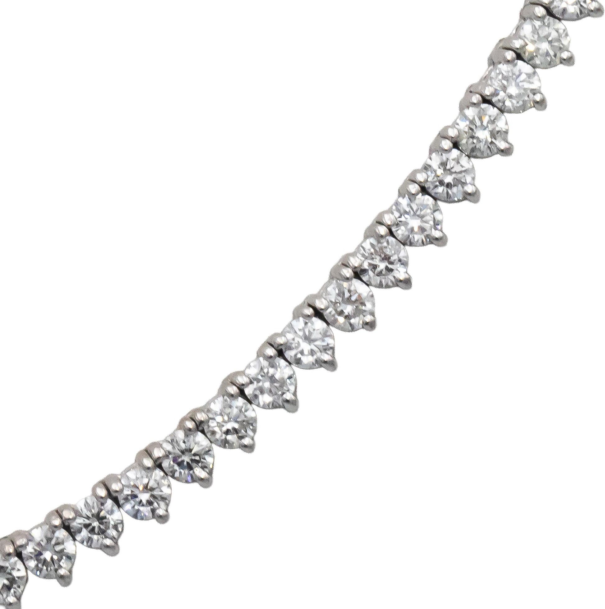 14k White Gold Round Diamond Three-Prong Tennis Necklace 7.80CT