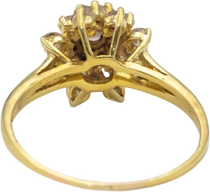 18k Yellow Gold VS Round Diamond Cluster Cocktail Ring 1.0CT Size 9