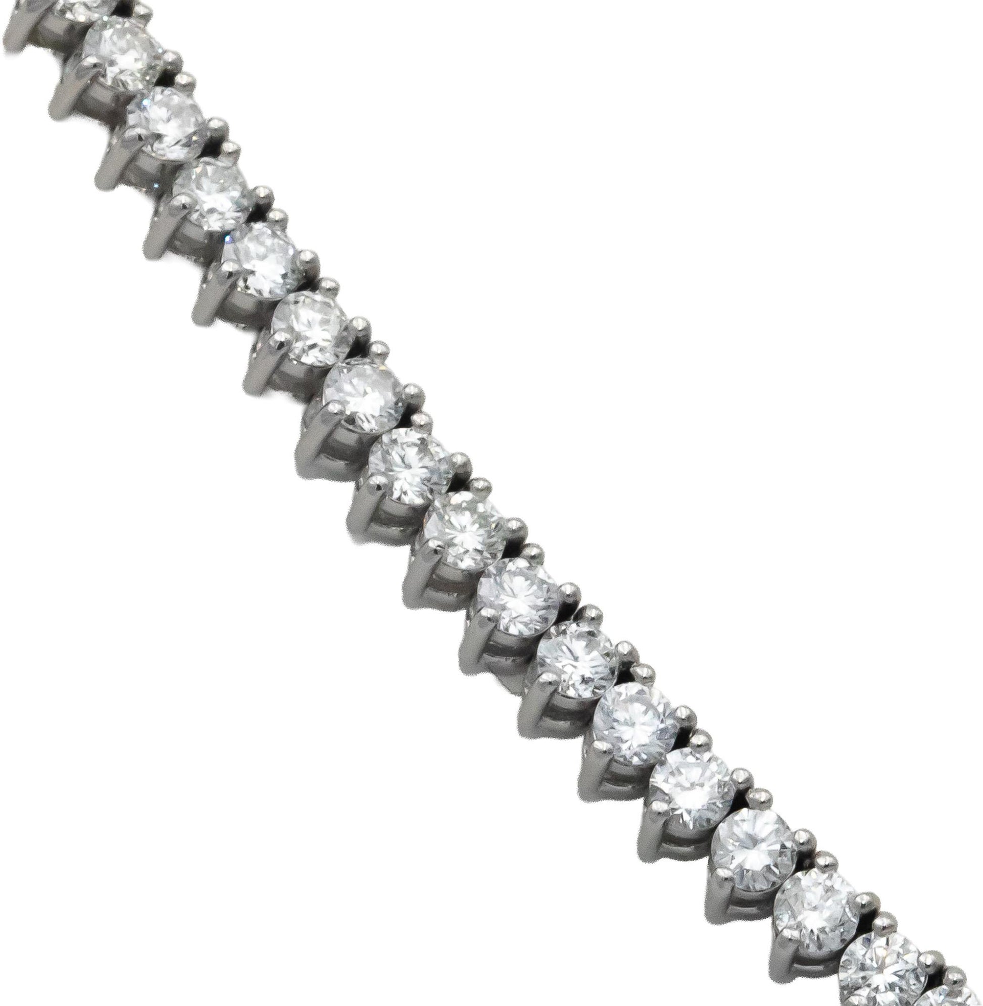 14k White Gold VS Round Three Prong Set Diamond Tennis Necklace 7.79CT