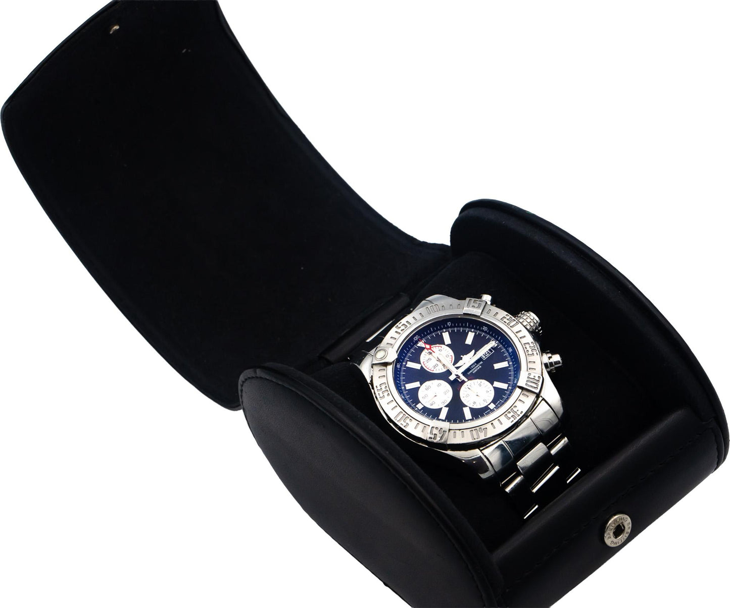 BREITLING Super Avenger II A13371 Stainless Steel Chronograph Watch w Box Papers