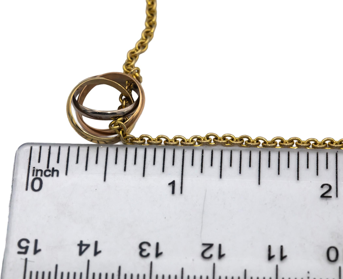 CARTIER 18k Tri-Color Gold Trinity Interlocking Rings Necklace