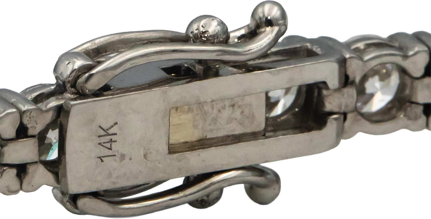 14k White Gold Round Diamond Tennis Bracelet 10.26CT