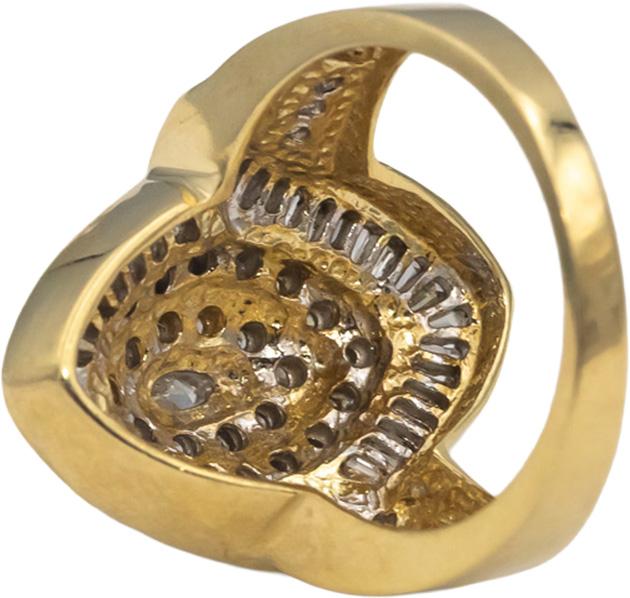 14k Yellow Gold Round and Baguette Diamond Cluster Cocktail Ring 1.0CT Size 7